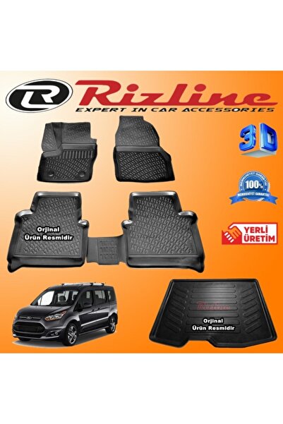 Rizline Ford Connect 3d Paspas + 3d Bagaj Havuzu 2014-2020 Arası Siyah Set