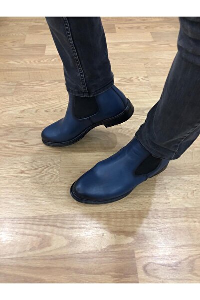 BM Home Erkek Lacivert Mevsimlik Deri Günlük Klasik Bot