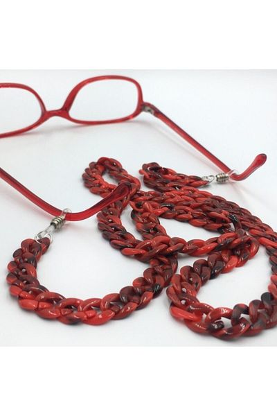 Artikel Unisex Red Pearlescent Acrylic Glasses Chain