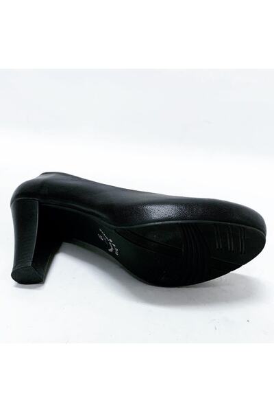 stok83 Kadın Siyah Hakiki Deri Stiletto Platform Ayakkabı