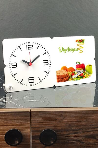 Hediyelen Diyetisyene Hediye Ahşap Masa Saati 002