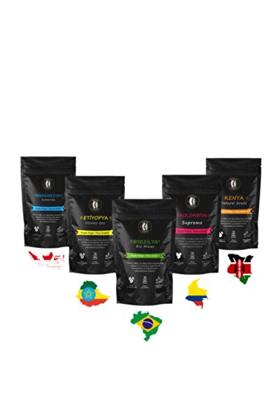 RESSO COFFEE Premium Arabica Dünya Kahveleri Seti (MOKAPOT-ESPRESSO) 5 X 75 Gr.
