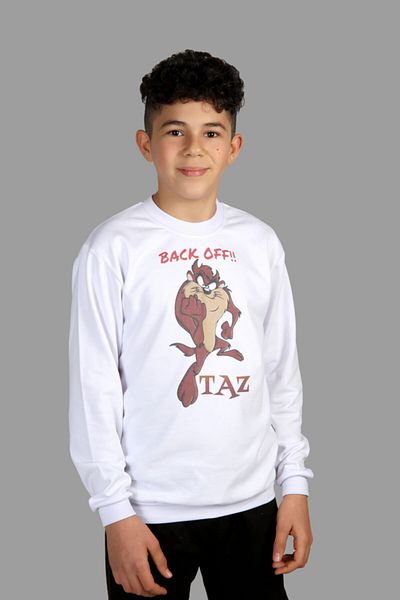 Raf Coll Hanorac alb unisex pentru copii cu gât crew