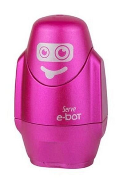 Serve ممحاة ومبراة قلم رصاص معدنية باللون العنابي من E-bot