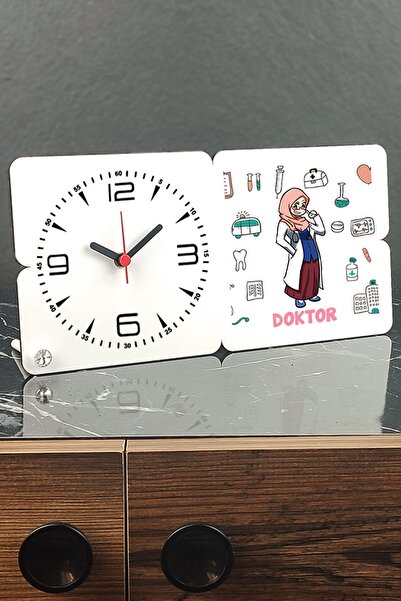 Hediyelen Doktor Hediye Ahşap Masa Saati