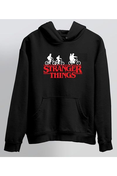 venüsdijital Φούτερ με κουκούλα Unisex Black Strangers Tshınks 2