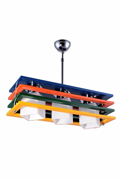 Sedef Avize 3'lü Ahşap Avize- Çok Renkli 9425-3ahşap-