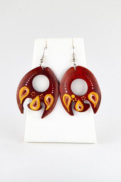 Dünyadan Hediyeler African Ethnic Wooden Earrings No.12