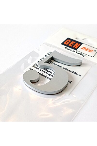 7 Cm No=5 Adhesive Metallic Grey Door Number