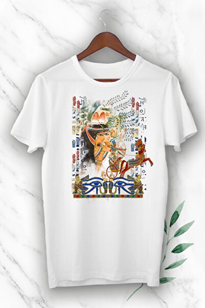 perseusshopping Γυναικείο λευκό μπλουζάκι με στάμπα αρχαίας Αιγύπτου