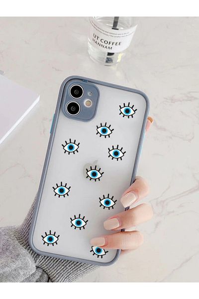 mooodcase iPhone 11 Compatible Smoked Camera Lens Protected Evil Eye Patterned Luxury Phone Case