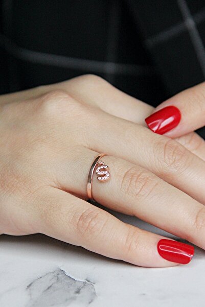 Argentum Concept S Harfi 925 Ayar Gümüş Rose Yüzük - Y022201