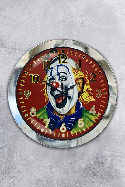 Platin Saat ساعة حائط مهرج حائط معدنية من الكروم 36 سم هدية