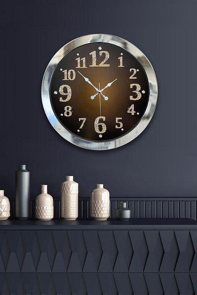 Kasva Concept Gift 36 cm Chrome Metal Classic Wall Clock