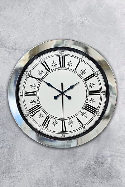 Platin Saat هدية ساعة حائط بنمط معدني من الكروم مقاس 36 سم