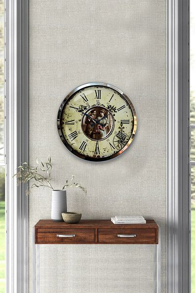 Kasva Concept Gift 40 cm Chrome Metal Nostalgia Wall Clock
