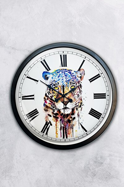 AİB STORE Δώρο 40 εκ. Μαύρο Μεταλλικό Ρολόι Τίγρης τοίχου