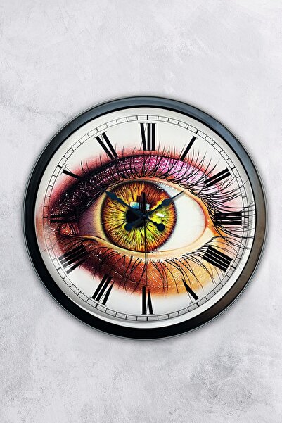 AİB STORE Δώρο 40 εκ. Μαύρο Μεταλλικό Ρολόι Τοίχου με Μάτι