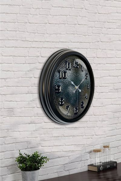 Kasva Concept Δώρο 40 εκ. Μαύρο Μεταλλικό Γυάλινο Ρολόι Τοίχου