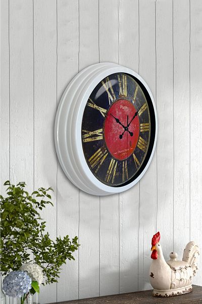 Kasva Concept Cadou 40 Cm Metal Alb Roșu-negru Ceas de Perete