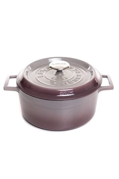 Lava Cast Round Deep Pot Trendy Diameter 24 Cm Purple