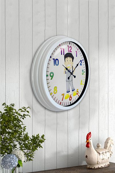 Kasva Concept Gift 40 cm White Metal Children's Room Wall Clock