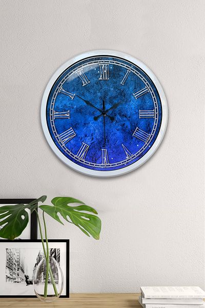 Kasva Concept Gift 40 cm White Metal Blue Wall Clock