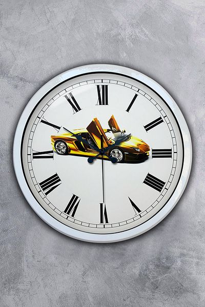 Kasva Concept Gift 40 cm White Metal Car Wall Clock