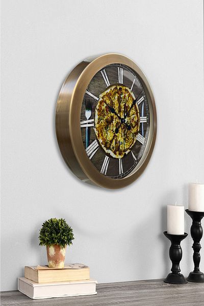 Kasva Concept Gift 36 cm Antique Metal Pizza Wall Clock