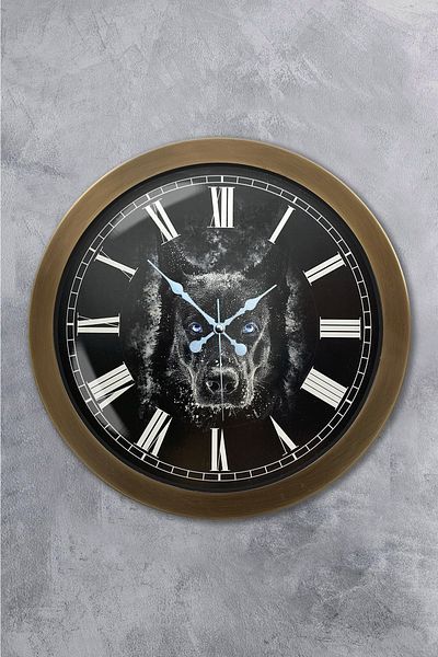 Kasva Concept Gift 36 Cm Tumbled Metal Dog Wall Clock