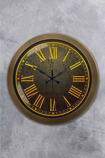 Kasva Concept Gift 36 cm Antique Metal Yellow Wall Clock