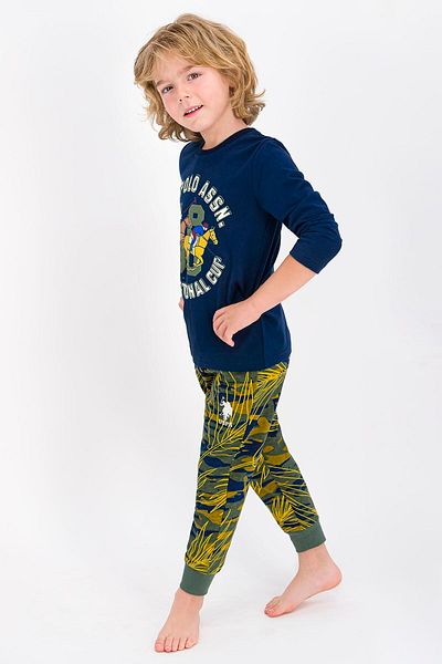 U.S. Polo Assn. Baza. Set de pijamale pentru băieți, cu licență Polo Assn, albastru marin