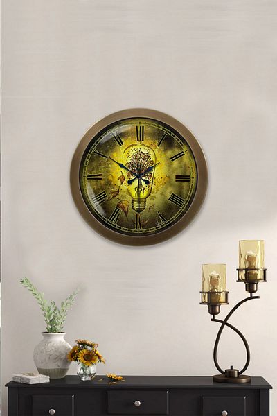 Kasva Concept Gift 36 cm Antique Metal Bulb Wall Clock