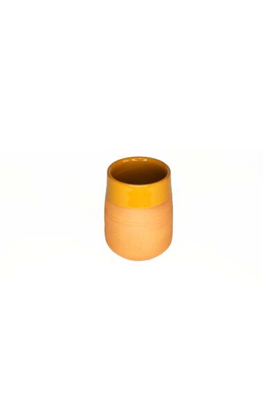 HerşeyTopraktan Toprak Kahve Yanı Su Bardağı 2'li Sarı (el Yapımı)