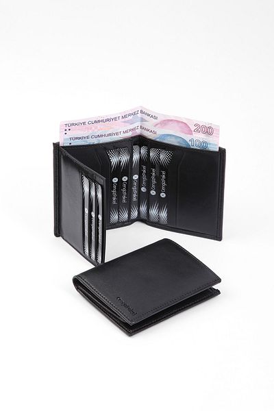 CENGİZ PAKEL Genuine Leather Black Men's Wallet