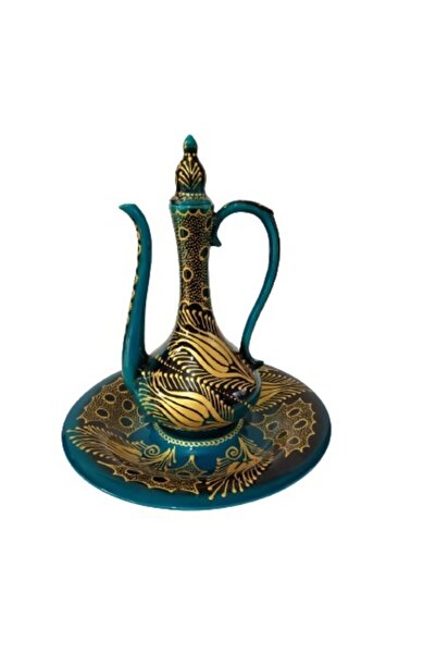 Ege El Yapımı Büyük Boy Çini Ibrik Buyk Ibrik 30 Cm Tabaklı