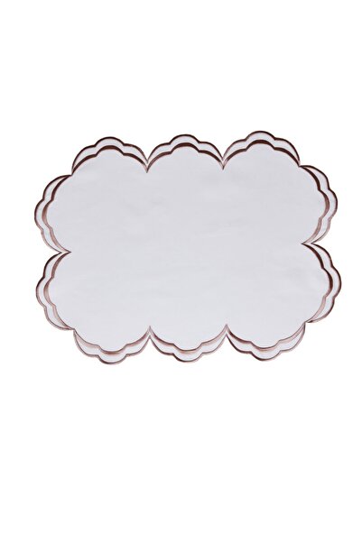 Hubb Interiors 2’li Looped Nakışlı Açık Kahverengi Amerikan Servis