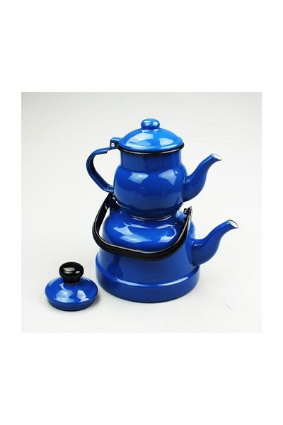Homekolik Nostalgic Enamel Zinc Teapot Set Blue 1.7 lt