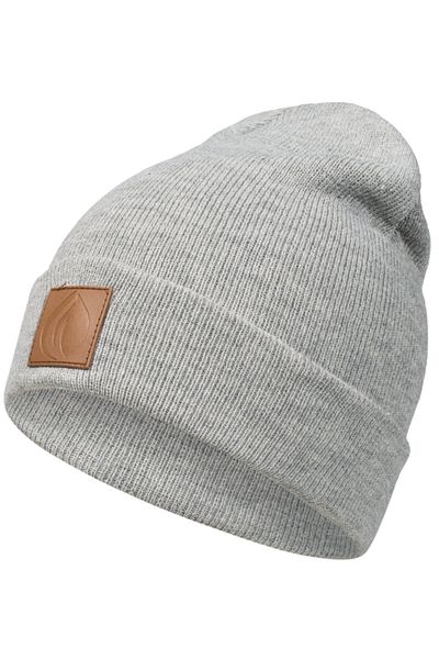nettofit Unisex χειμερινή δερμάτινη ετικέτα Λεπτομερής γκρι μπερέ μαλλί μελανζέ