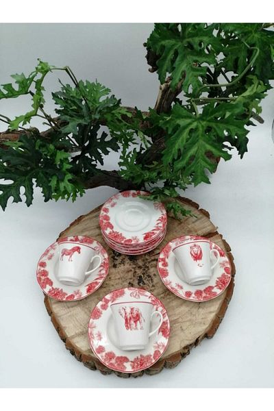 Kütahya Porselen Bone Olympos Coffee Cup Set for 6 People