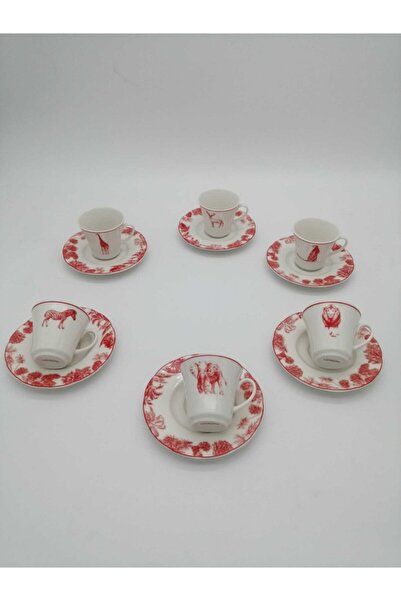 Kütahya Porselen Bone Olympos Coffee Cup Set for 6 People