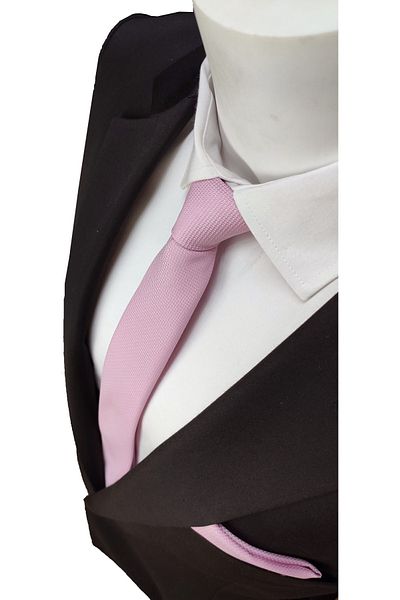 Le Voux Candy Pink Color Oxford Dobby Self Patterned Tie and Handkerchief