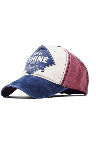 PERLOTUS Unisex Mavi Bordo Jewel Shine Eskitme 2020 Model Beyzbol Şapka