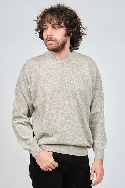 IDA Men's Lambswool V-Neck Sweater 0593130 Gray