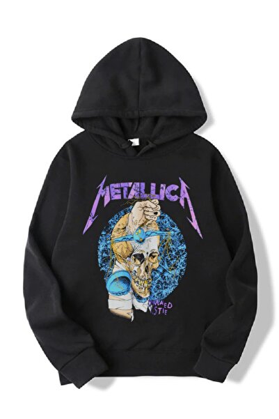 Freak Tshirt Black Inside Fleece Metallica Printed Rock-Metal Unisex Wide Fit Hooded Hoodie