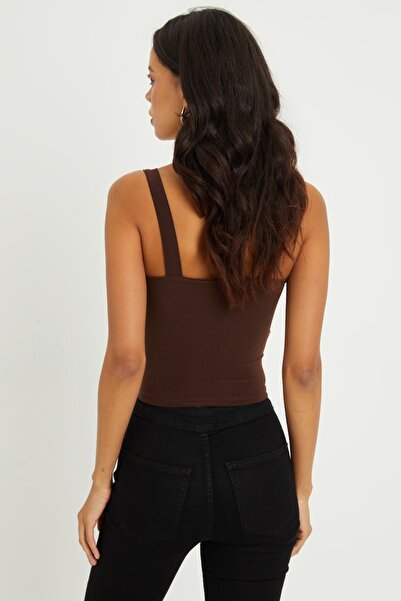 Cool & Sexy Női, barna összehúzott elülső termésblúz B189