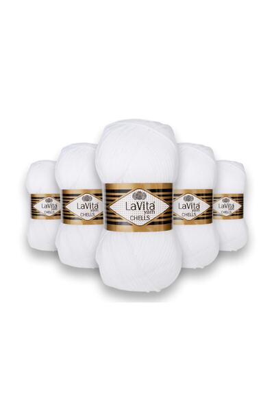 LaVita Yarn Chells El Пряжа, пакет з 5 штук, Taka Yarn, (9501 Білий)