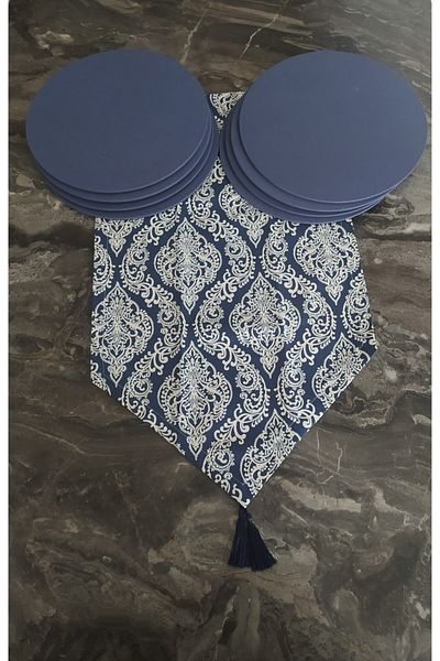 dehaberk Σετ 8 ατόμων με σχέδιο Damask για runner και σουπλά αμερικανικής εξυπηρέτησης