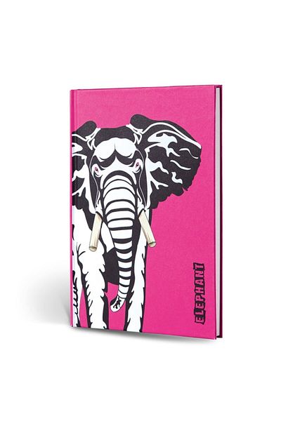 Le Color Animal Figured Textured Notebook Striped Elephant