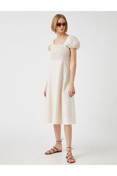 Koton Short Sleeve U Neck Midi Dress